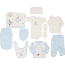 Bebegen Erkek Bebek Beyaz Mavi Helikopter Desenkli 10 Parça Hastane Çıkış Seti