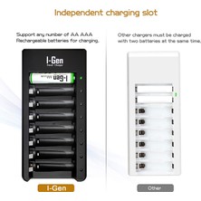 I-Gen Batteries I-Gen G879 8'li Pil Şarj Aleti + 4 Adet AA 2700 mAh + 4 Adet AAA 900 mAh Şarjlı Kalem Pilli Set 1.2V Ni-MH
