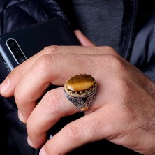 Senin Silver Şans Yonca Işlemeli Mineli 925 Ayar Erkek Gümüş Yüzük