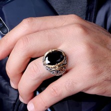 Senin Silver Yaprak Modelli Mineli 925 Ayar Erkek Gümüş Yüzük