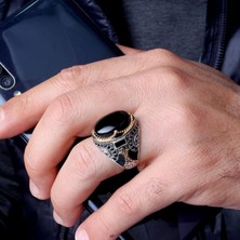 Senin Silver Mineli Mikro Taş Işlemeli 925 Ayar Erkek Gümüş Yüzük