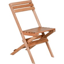 Bysay Ahşap Katlanır Puf Minderli 3 Lü Bistro Set Bahçe Takımı (Naturel-Gri)