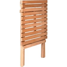 Bysay Ahşap Katlanır Puf Minderli 3 Lü Bistro Set Bahçe Takımı (Naturel-Gri)