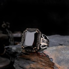 Senin Silver Siyah Zirkon Taşlı Mikro Taşlı 925 Ayar Erkek Gümüş Yüzük