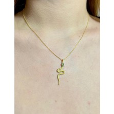 Blow Accessories 925 Ayar Gümüş Altın Kaplama Yılan Kolye