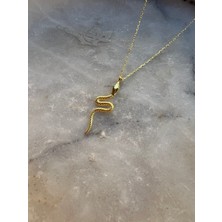 Blow Accessories 925 Ayar Gümüş Altın Kaplama Yılan Kolye