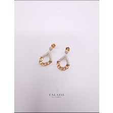 Taşlı Özel Tasarım Kalın Zincirli Küpe 27MM