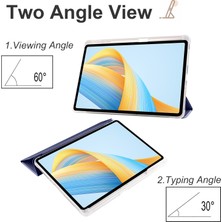 Digital Computer Home Honor Pad V8 Pro Üç Katlı Stand Tablet Kılıfı Pu Deri Şeffaf Tpu Geri Akıllı Kapak ile Kalem Tutucu-Koyu Mavi (Yurt Dışından)