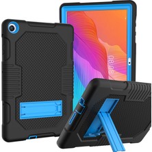 Digital Computer Home Kaydırmalı Kickstand Tasarımı Kontrast Renkli Pc+Tpu+Silikon Tablet Kılıfı Huawei Matepad T10S-SIYAH/MAVI (Yurt Dışından)