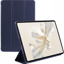 Digital Computer Home Honor Pad 9 Kılıf Çizilmez Pu+Silikon Üç Katlı Stand Tablet Kapağı-Koyu Mavi (Yurt Dışından)