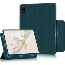 Digital Computer Home Honor Pad 9 Pro Tablet Kılıfı Için Manyetik Üç Katlı Stand Pu Deri + Tpu Kapak-Siyahımsı Yeşil (Yurt Dışından)