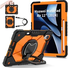 Digital Computer Home Huawei Matepad AIR(2024)KILIF Silikon+Pc Kickstand Tablet Kapağı-Siyah/turuncu (Yurt Dışından)