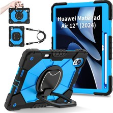 Digital Computer Home Huawei Matepad AIR(2024)KILIF Silikon+Pc Kickstand Tablet Kapağı-Siyah/mavi (Yurt Dışından)