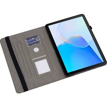 Digital Computer Home Honor Pad 8 Kılıf Pu Deri Ağaç Geyik Desenli Tablet Kılıfı Kart Yuvalı-Gri (Yurt Dışından)