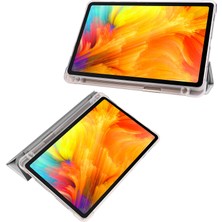 Digital Computer Home Huawei Matepad Se Için 10.4-Inç Kılıf Üç Katlı Stand Tablet Pu Deri Kapak ile Kalem Yuvası-Gri (Yurt Dışından)