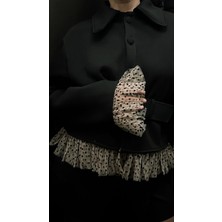 Puantiye Tül Fırfır Detaylı Özel Tasarım Sweatshirt Ceket