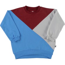 "grow" Diagonal Sweatshirt-Açık Gri - Mavi - Bordo