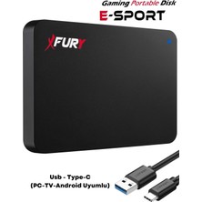 Fury E-Sport 320 GB Harici Disk - Taşınabilir Disk - Taşınabilir Harddisk- Type-C (Pc-Tv-Android Uyumlu)