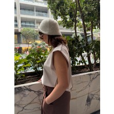 Açık Dikiş Detaylı Yakalı Vatka Kol Bluz (Premium Soft Kumaş)