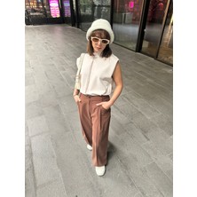Açık Dikiş Detaylı Yakalı Vatka Kol Bluz (Premium Soft Kumaş)