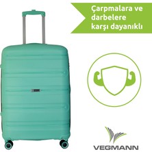 Vegmann Polipropilen (Pp) Atlas Su Yeşili 3lü Valiz Seti