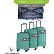 Vegmann Polipropilen (Pp) Atlas Su Yeşili 3lü Valiz Seti