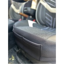 Opel Combo Araca Uygun Oto Koltuk Kılıfı Üniversal Keten ve Suni Deri Cepli Oto Koltuk Kılıf