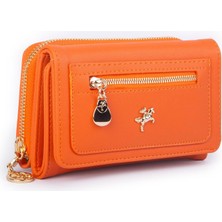 Nas Bag Kadın  Orta Boy Çok Kartlıklı Turuncu Dona Cüzdan