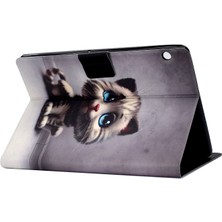 Digital Computer Home Darbeye Dayanıklı Desen Baskı Kartı Yuvası Pu Deri Tablet Kılıfı Huawei Mediapad T5 10-Cat Mavi Gözlü (Yurt Dışından)