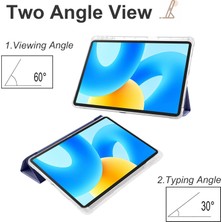 Digital Computer Home Huawei Matepad 11.5 Için Akıllı Üç Katlı Stand Kılıf Pu Deri Şeffaf Tpu Arka Tablet Kapak ile Kalem Tutucu-Koyu Mavi (Yurt Dışından)