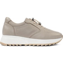 Celal Gültekin Kadın Vizon Bağcıklı Kalın Tabanlı Deri Sneaker