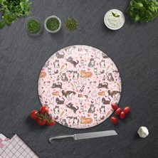 Decorita Cam Kesme Tahtası - Cam Kesme Tablası | Kedi Desenli | ÇAP32CM