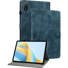 Digital Computer Home Honor Pad V8 Pro Tablet Kılıf Için Pu Deri Kaplan Desen Standı Folio Koruyucu Kapak ile Kart Sahibinin-Koyu Mavi (Yurt Dışından)