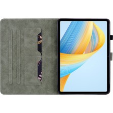 Digital Computer Home Honor Pad V8 Pro Tablet Kılıf Için Pu Deri Kaplan Desen Standı Folio Koruyucu Kapak ile Kart Sahibinin-Koyu Mavi (Yurt Dışından)