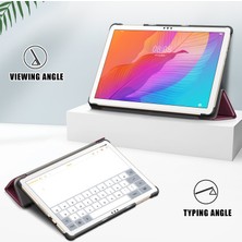 Digital Computer Home Üç Katlı Esnek Açılı Stand Uyandırma/uyku Deri Akıllı Kılıf Huawei Matepad T 10S/T 10/tadını Çıkarın Tablet 2-Şarap Kırmızı (Yurt Dışından)