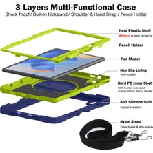 Digital Computer Home Silikon + Pc Tablet Kılıfı Huawei Matepad 11(2023)DARBEYE Dayanıklı Kickstand Kapak Bilek Bandı/omuz Askısı-Lacivert+Sarı Yeşil (Yurt Dışından)