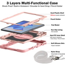 Digital Computer Home Silikon + Pc Tablet Kılıfı Huawei Matepad 11(2023)DARBEYE Dayanıklı Kickstand Kapak Bilek Bandı/omuz Askısı-Gül Altın (Yurt Dışından)