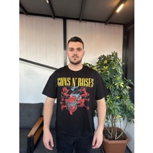 Kübra tekstil Erkek Guns N'roses Lisanslı Baskılı Kısa Kollu Bisiklet Yaka Rahat Kalıp Tişört/t-Shirt/tshirt
