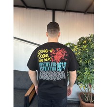Kübra tekstil Erkek Guns N'roses Lisanslı Baskılı Kısa Kollu Bisiklet Yaka Rahat Kalıp Tişört/t-Shirt/tshirt