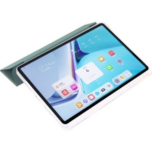 Digital Computer Home Huawei Matepad Se 11 Kılıf Üç Katlı Stand Deri + Tpu + Akrilik Şeffaf Arka Tablet Kapağı-Siyahımsı Yeşil (Yurt Dışından)