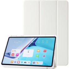 Digital Computer Home Huawei Matepad Se 11 Kılıf Üç Katlı Stand Deri+Tpu+Akrilik Şeffaf Arka Tablet Kapağı-Beyaz (Yurt Dışından)