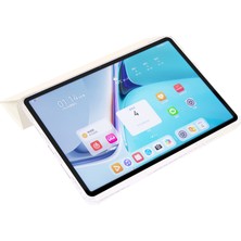 Digital Computer Home Huawei Matepad Se 11 Kılıf Üç Katlı Stand Deri+Tpu+Akrilik Şeffaf Arka Tablet Kapağı-Beyaz (Yurt Dışından)