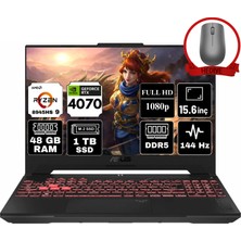 Asus Tuf Gaming A15 Amd Ryzen 9 8945HS 48GB 1tb SSD RTX4070/8GB Freedos 15.6" Fhd 144Hz Taşınabilir Bilgisayar FA507UI-LP054-A18 & Anzar Mouse