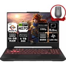 Asus Tuf Gaming A15 Amd Ryzen 9 8945HS 24GB 4tb SSD RTX4070/8GB Freedos 15.6" Fhd 144Hz Taşınabilir Bilgisayar FA507UI-LP054-A8 & Anzar Mouse