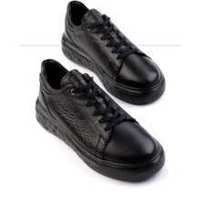 Bambi Siyah Napa  Deri Erkek Sneaker E01863641243