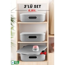 Tekno Trust 3'lü Set Çok Amaçlı Dekoratif Düzenleyici Depolama Kutusu 6,8lt