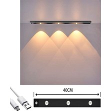 Neo Vista Slim LED Kabin Armatürü - Hareket Sensörlü - Dekoratif Gece Lambası - USB Şarjlı Aydınlatma - 40 cm - Beyaz - 3 W