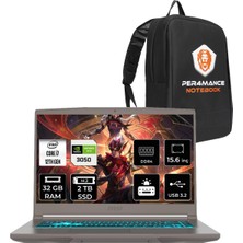 Msı Thin 15 Intel Core I7 12650H 32GB 2tb SSD RTX3050/4GB 15.6" Fhd 144Hz Fdos Taşınabilir Bilgisayar & Per4 Çanta B12UC1479XTRP329