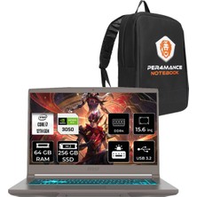 Msı Thin 15 Intel Core I7 12650H 64GB 256GB SSD RTX3050/4GB 15.6" Fhd 144Hz Fdos Taşınabilir Bilgisayar & Per4 Çanta B12UC1479XTRP346