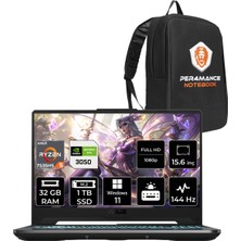 Asus Tuf Gaming A15 Amd Ryzen 5 7535HS 32GB 1tb SSD RTX3050/4GB 15.6" Fhd 144Hz W11P Taşınabilir Bilgisayar & Per4 Çanta HN049P398